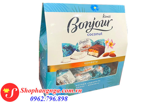 Kẹo Socola Dừa Hạnh Nhân Konti Bonjour Coconut Của Nga