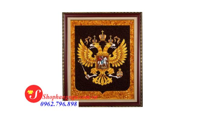 Tranh hổ phách quốc huy Nga quà tặng cao cấp