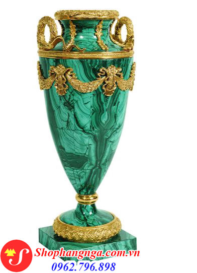 Bình hoa bằng đá malachite cỡ nhỏ