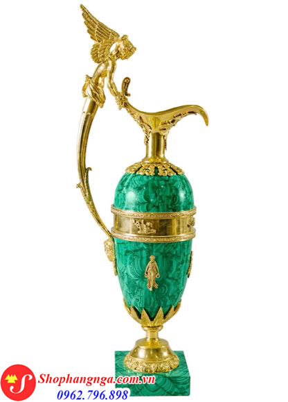 Bình hoa bằng đá Malachite nữ thần có cánh