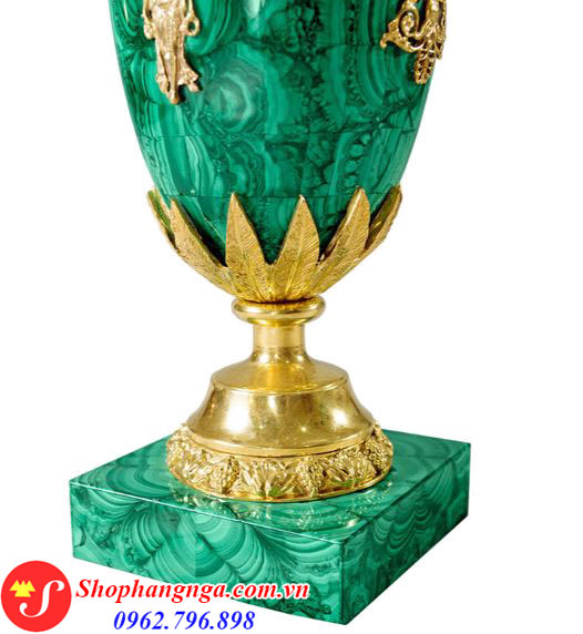Bình hoa bằng đá Malachite nữ thần có cánh
