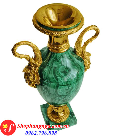 Bình hoa đá Malachite hình chiếc cúp 