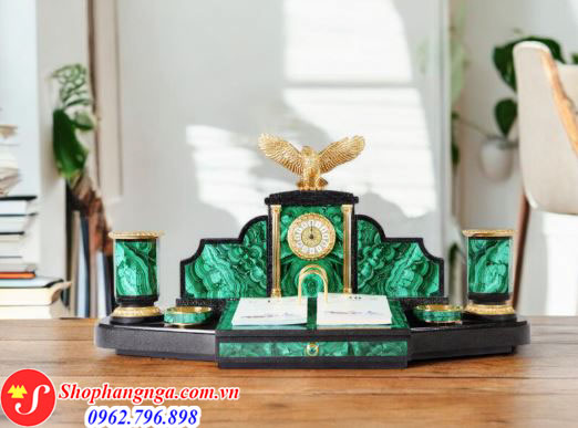 Bộ Dụng Cụ Để Bàn Đá Malachite Giống Tổng Thống Putin