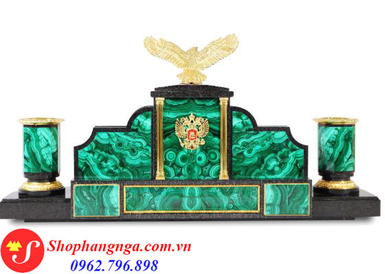 Bộ Dụng Cụ Để Bàn Đá Malachite Giống Tổng Thống Putin