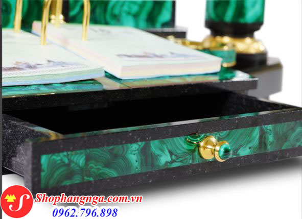 Bộ Dụng Cụ Để Bàn Đá Malachite Giống Tổng Thống Putin