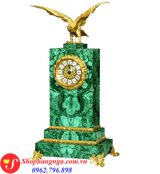 Đồng hồ bằng đá Malachit hình con đại bàng