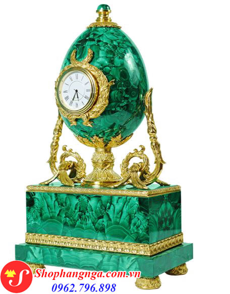 Đồng Hồ Đá Malachite Biểu Tượng Hình Quả Trứng Sa Hoàng