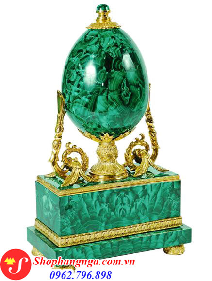 Đồng Hồ Đá Malachite Biểu Tượng Hình Quả Trứng Sa Hoàng
