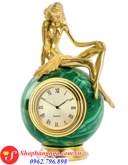 Đồng hồ đá Malachite để bàn của Nga