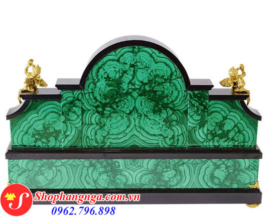 Đồng hồ đá Malachite Nga hình bán nguyệt