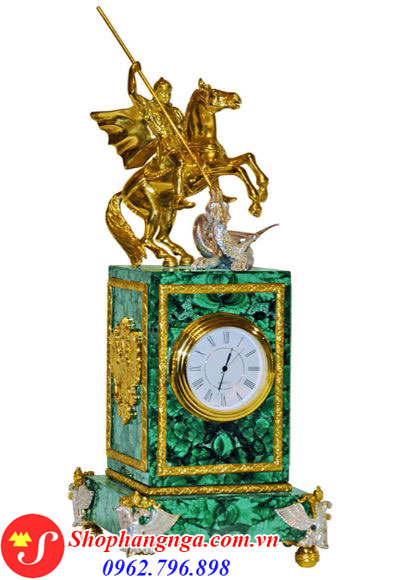 Đồng Hồ Đá Malachite Nga Với Thánh George Chiến Thắng