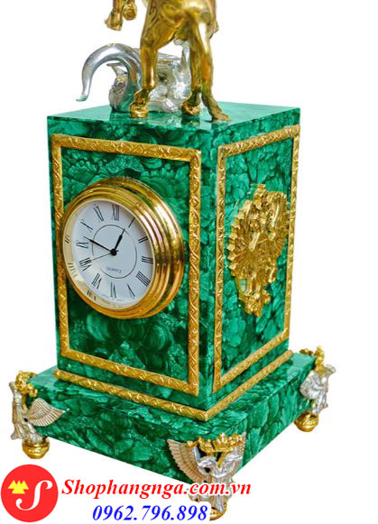 Đồng Hồ Đá Malachite Nga Với Thánh George Chiến Thắng