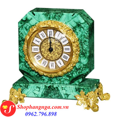 Đồng Hồ Để Bàn Bằng Đá Malachite Của Nga