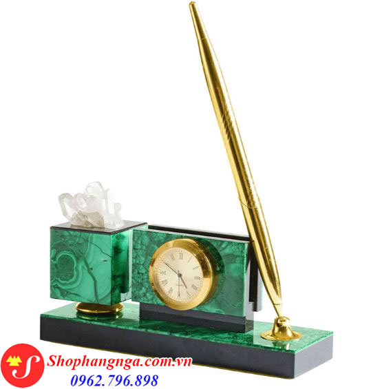 Khay cắm bút bằng đá Malachite kích thước nhỏ