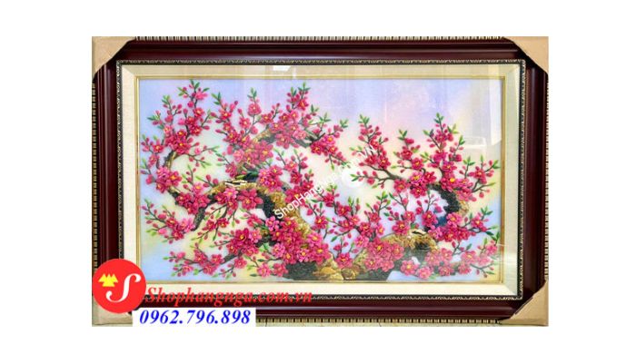 Tranh phổ phách phong cảnh hoa đào Nga