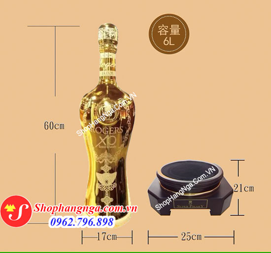 kích thước rượu xo chai 6 lit màu vàng