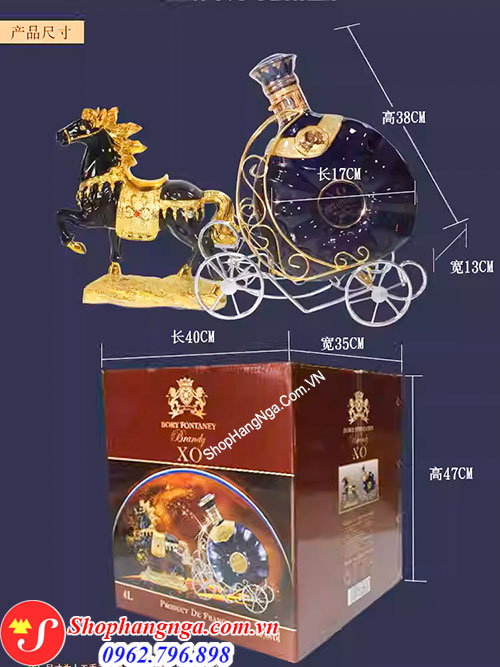 Ngựa Kéo Xe Rượu Louis Hoàng Gia Brandy XO Pháp 4 Lít