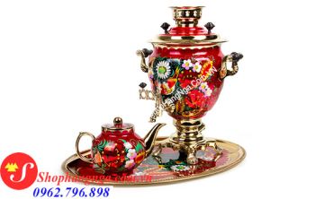 Ấm Samovar Màu Đỏ Mẫu 03 Hàng Chính Hãng Của Nga