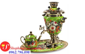 Ấm Samovar Nga Màu Xanh Lục Mẫu 05 Chính Hãng