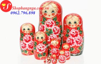 Búp Bê Matryoshka Nga 10 Con Số 22 Màu Đỏ