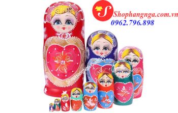 Búp Bê Matryoshka Nga 10 Con Số 9 Hình Trái Tim Nhiều Màu