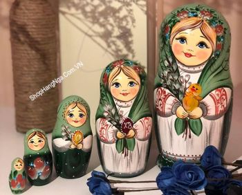 Búp Bê Matryoshka 5 Con Mẫu 10 Cô Gái Quàng Khăng Của Nga