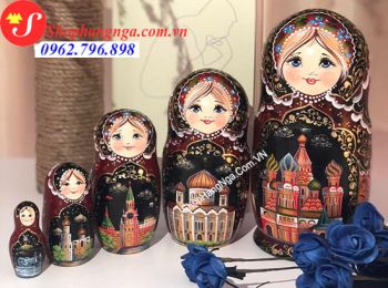 Búp Bê Matryoshka 5 Con Mẫu 13 Quảng Trường Về Đêm Nga