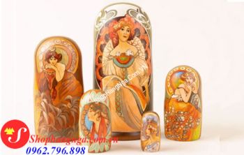 Búp Bê Nga Matryoshka 5 Con Mẫu 5 Hình Tranh Vẽ