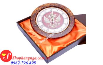 Đồng Hồ Hổ Phách Treo Tường Hình Tròn Quốc Huy Của Nga