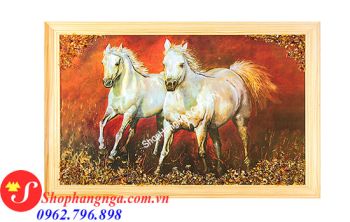 Tranh Hổ Phách Hình Con Vật Song Mã 115x 157 Của Nga