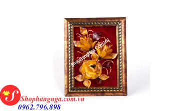 Tranh Hổ Phách Nổi 3D Hình Bông Hoa 15 x 20Cm Của Nga
