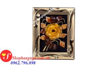 Tranh Hổ Phách Nổi 3D Bông Hoa Đơn 20 x 25Cm Của Nga