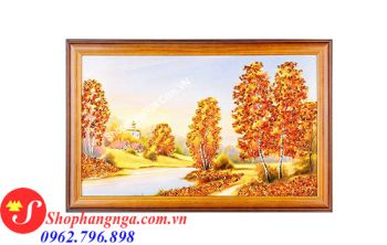 Tranh Hổ Phách Phong Cảnh Hữu Tình 33x 52cm Của Nga
