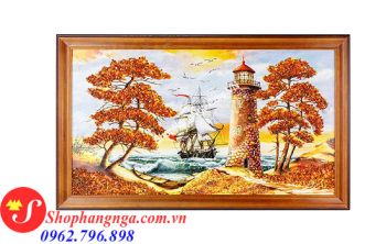 Tranh Hổ Phách Phong Cảnh Ngọn Hải Đăng Của Nga