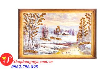 Tranh Hổ Phách Phong Cảnh Ngôi Làng Siberia Nước Nga