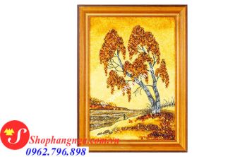 Tranh Hổ Phách Phong Cảnh Cây Bạch Dương Của Nga