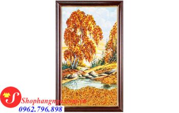 Tranh Hổ Phách Phong Cảnh Núi Rừng Trùng Điệp Của Nga