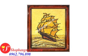 Tranh Hổ Phách Phong Cảnh Thuyền Buồm Của Nga