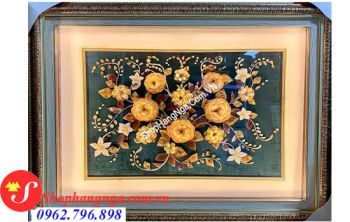 Tranh Hổ Phách Nổi 3D Bông Hoa 105x 75CM Của Nga