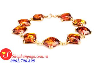 Vòng Tay Hổ Phách Nga Màu Cognac Cho Nữ Mẫu 6 Byzantium