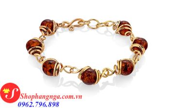 Vòng Tay Hổ Phách Nga Mẫu 4 Bạc Mạ Vàng Valencia Trang Nhã