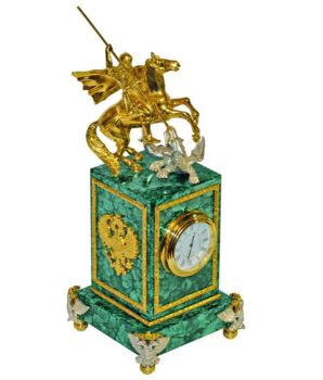 Đồng Hồ Đá Malachite Nga Với Thánh George Chiến Thắng