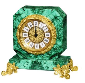 Đồng Hồ Để Bàn Bằng Đá Malachite Của Nga