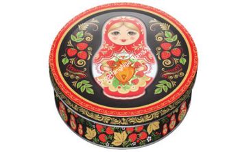 Bánh Quy Hộp Sắt Hình Búp Bê Matryoska Chính Hãng Của Nga